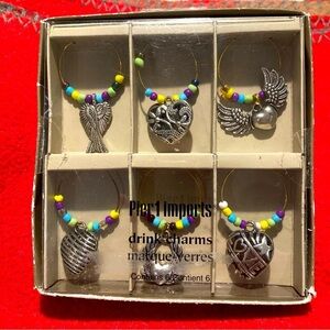 PIER 1 IMPORTS Drink Charms Silver  Toned Beaded New in Box